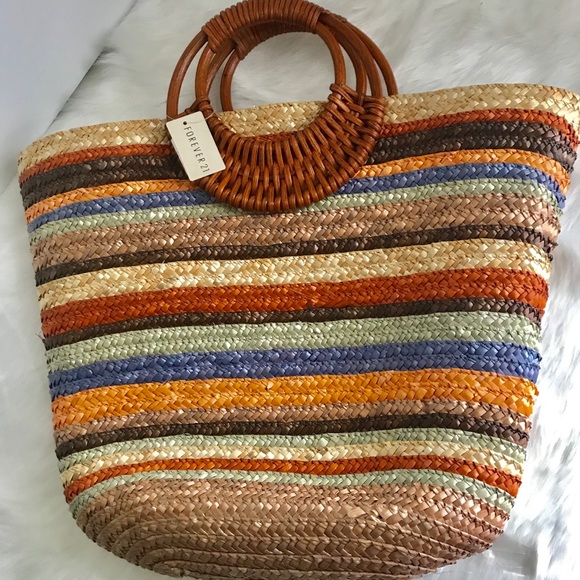 forever 21 straw tote